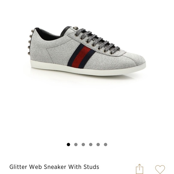 Gucci Shoes - Authentic Gucci Glitter Fabric Studded Sneakers